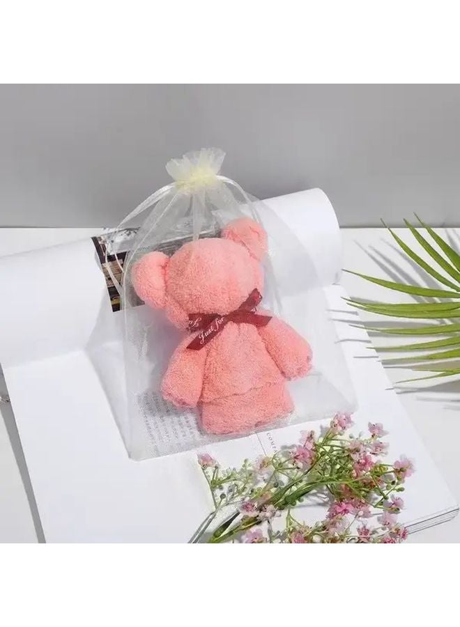 Red Bear Shaped Square Towels Ideal Gift For Weddings Birthdays Christmas - Image 2